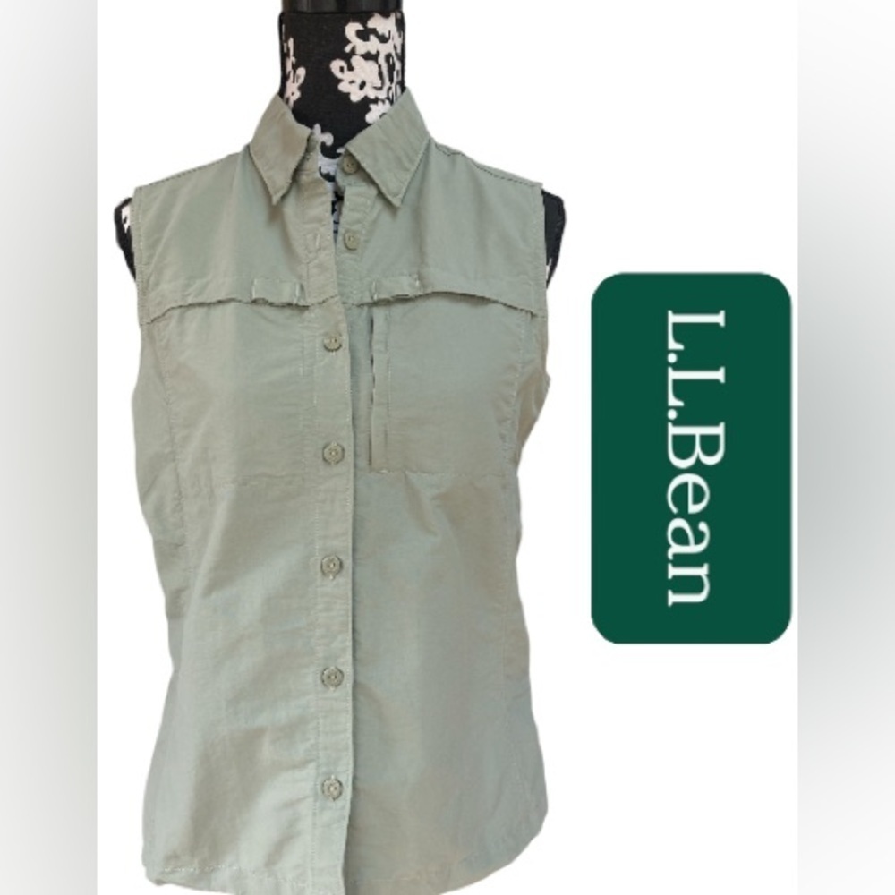 L.L. Bean Women's Midweight Sleeveless Button-Down Top – Size Small